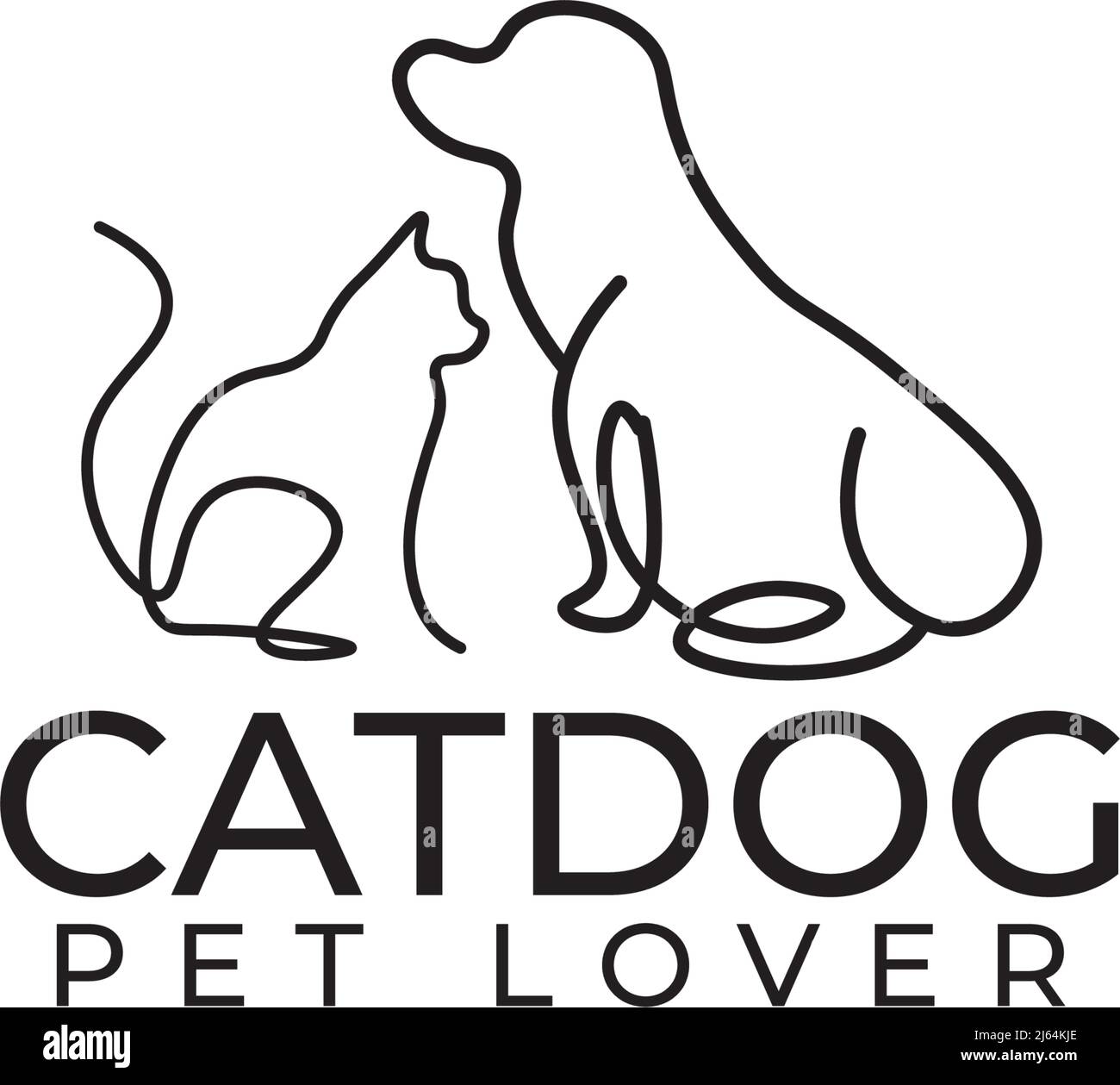 Monolinie Katze und Hund Vektor-Logo-Design Stock Vektor