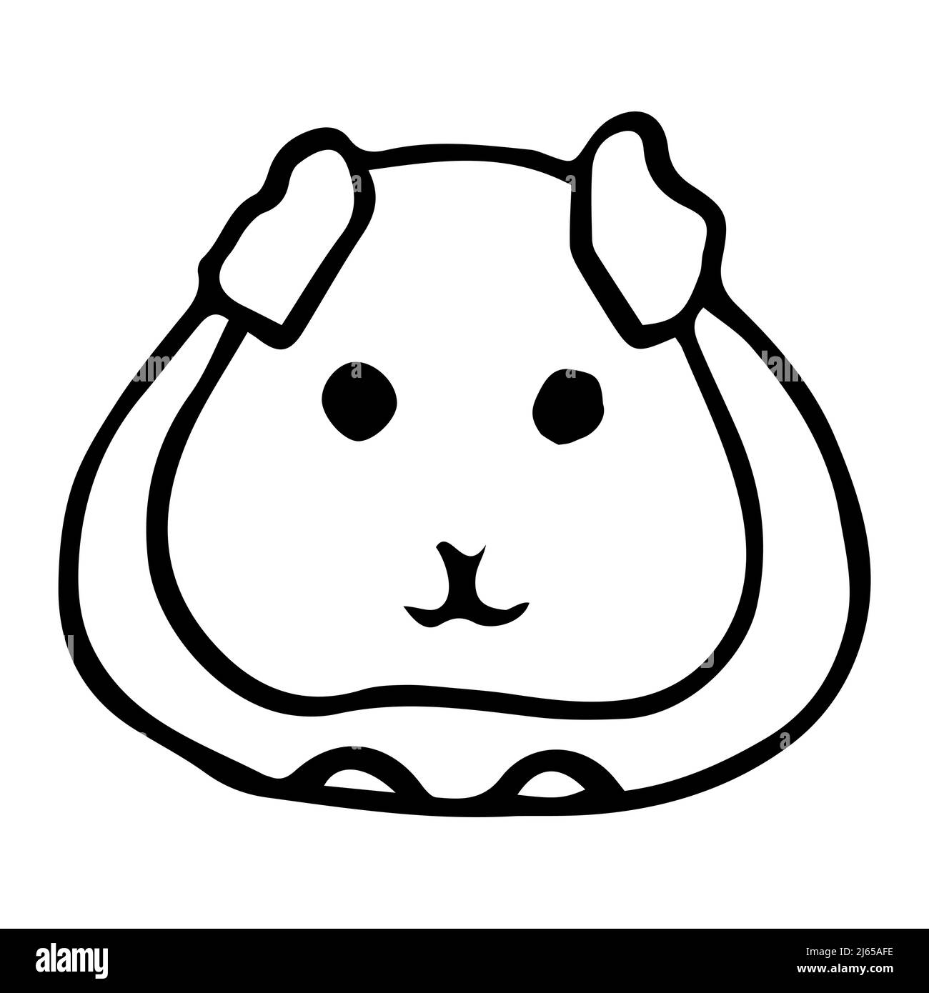 Einfache Vektor-Illustration von niedlichen Cartoon-Charakter kleine Meerschweinchen oder Hamster für Kinder, Malseite handgezeichneten Stil Stock Vektor