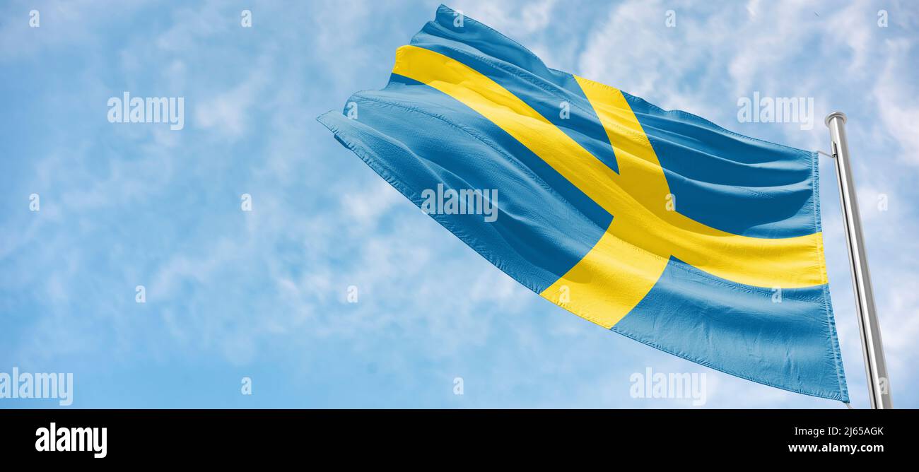 Die Nationalflagge von Schweden Stockfoto