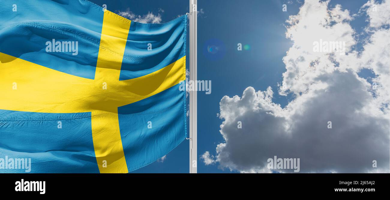 Die Nationalflagge von Schweden Stockfoto