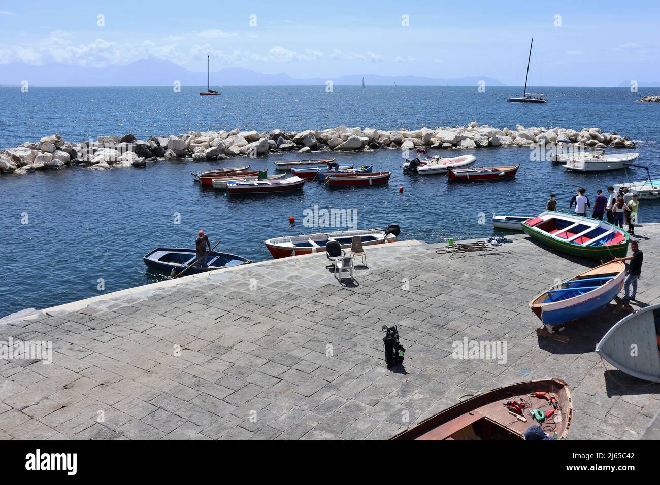 Napoli - Panorama del molo di Via Nazario Sauro Stockfoto