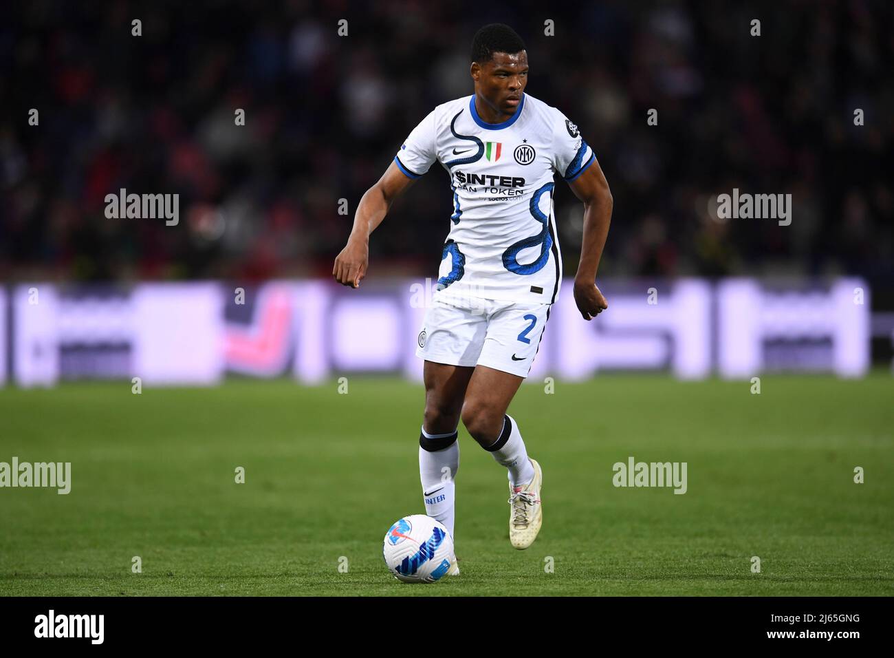 Denzel Dumfries (Inter) während der italienischen Serie Ein Spiel zwischen Bologna 2-1 Inter im Renato Dall Ara Stadium am 27 2022. April in Bologna, Italien. Quelle: Maurizio Borsari/AFLO/Alamy Live News Stockfoto