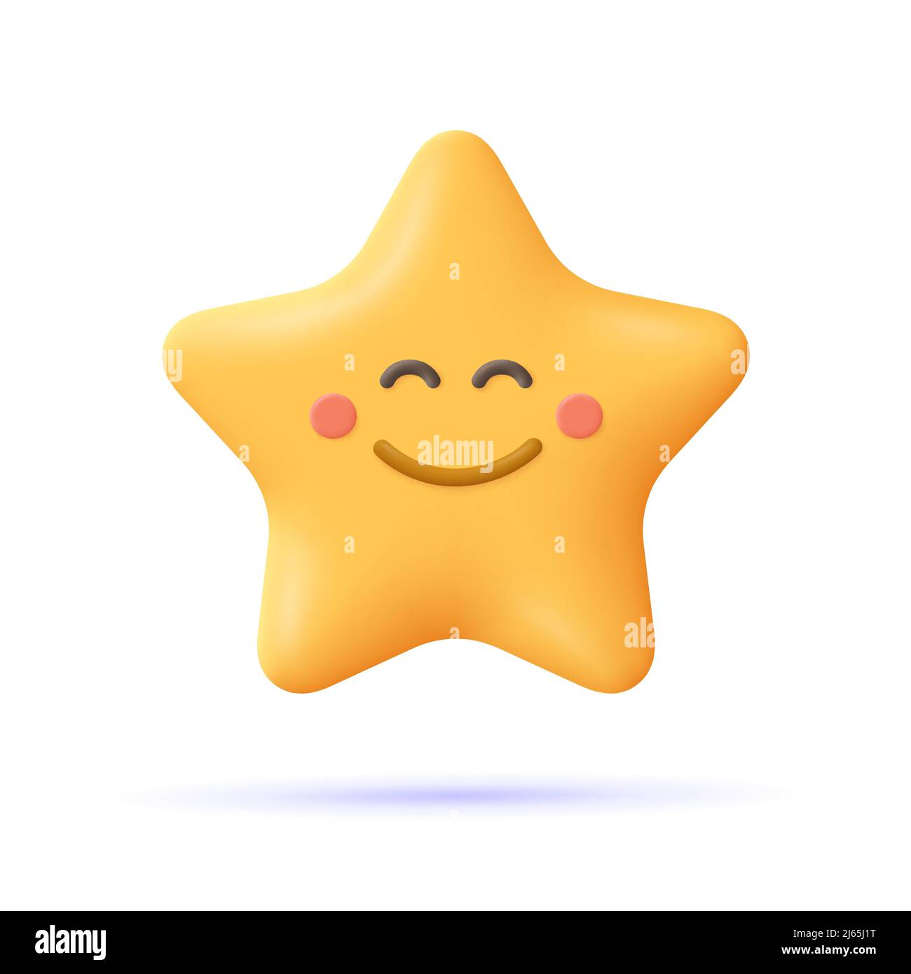 Gelber Stern, fröhliche Emoji. Smiley Face Emoticon. 3D Vektorsymbol. Minimalistischer Cartoon-Stil. Stock Vektor