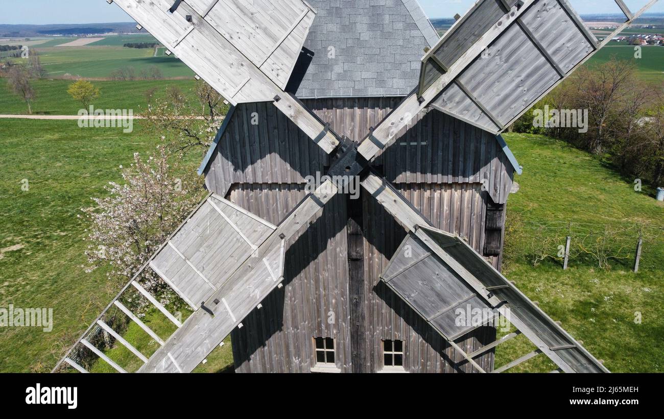 Historische Post Windmühle gebaut in 1828 Drohne geschossen Stockfoto