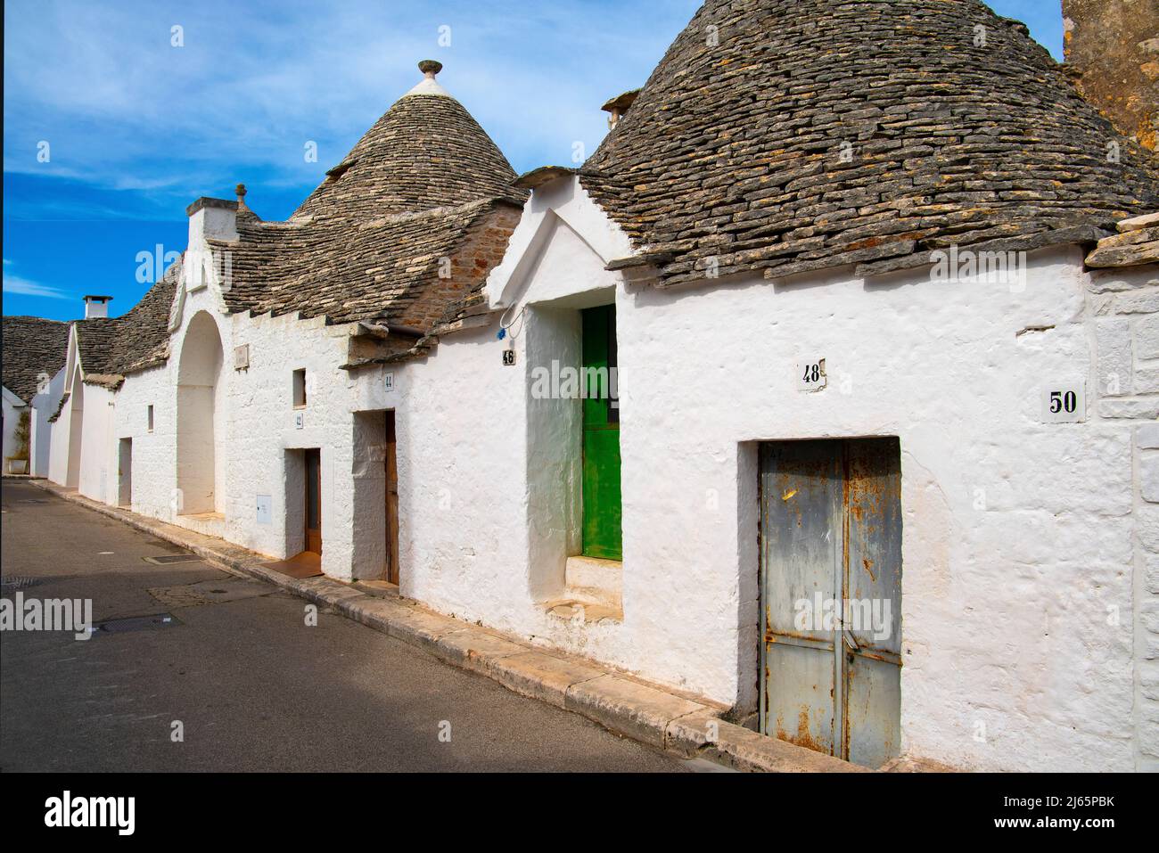 Die Trulli von Alberobello. Die Trulli von Alberobello wurden zum UNESCO-Weltkulturerbe ernannt. Alberobello ist eine kleine Stadt und Gemeinde der M Stockfoto