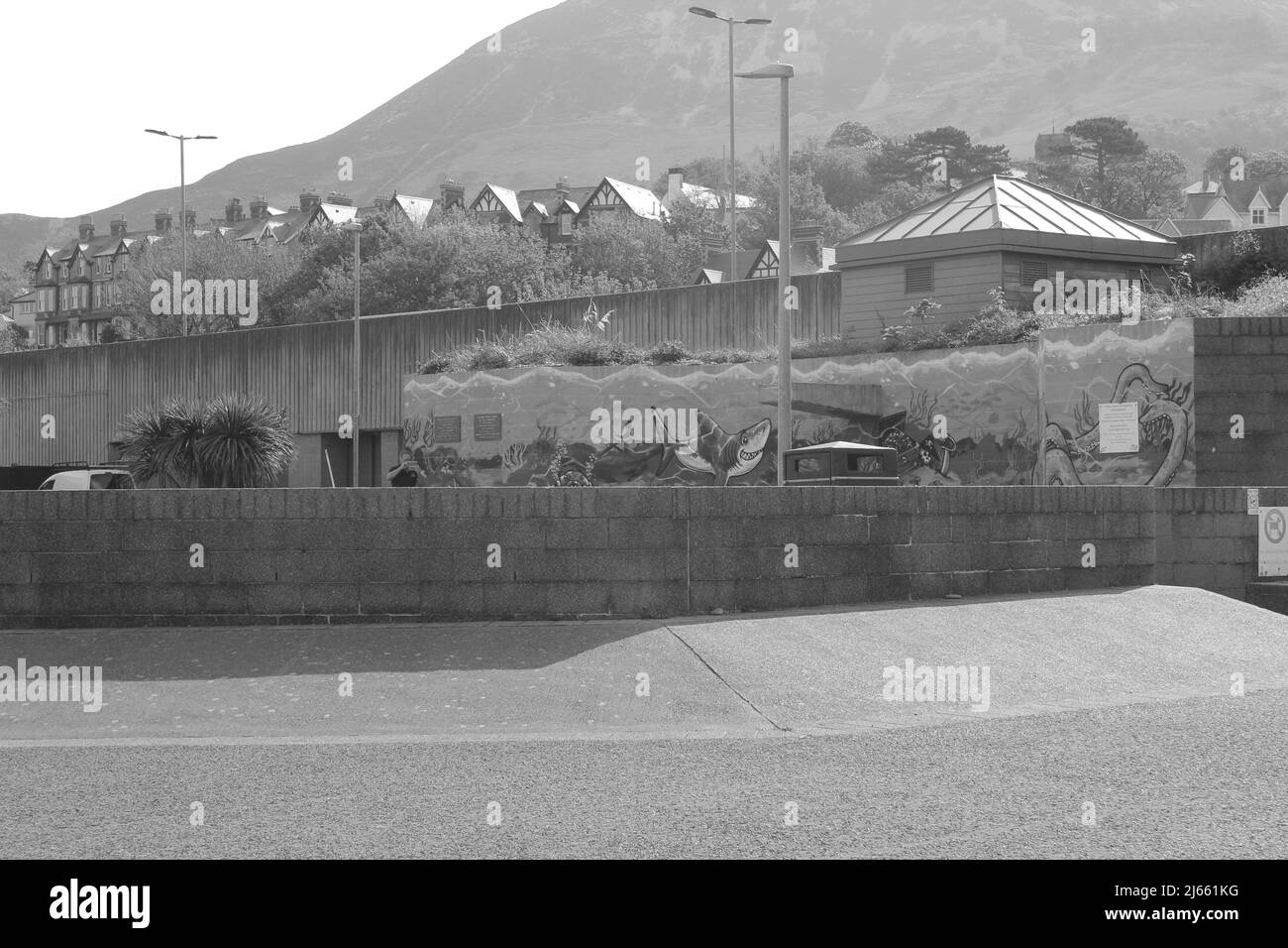 Penmaenmawr Beach ist ein Sandstrand mit blauer Flagge, der Strand befindet sich in der Nähe von Conwy an der Küste von Nordwales Stockfoto