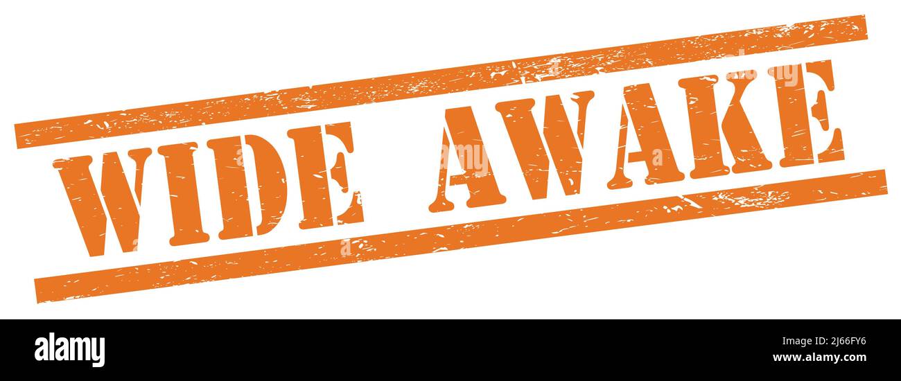 HELLWACH Text auf orangefarbenem grungy Rechteck Vintage Stempel. Stockfoto