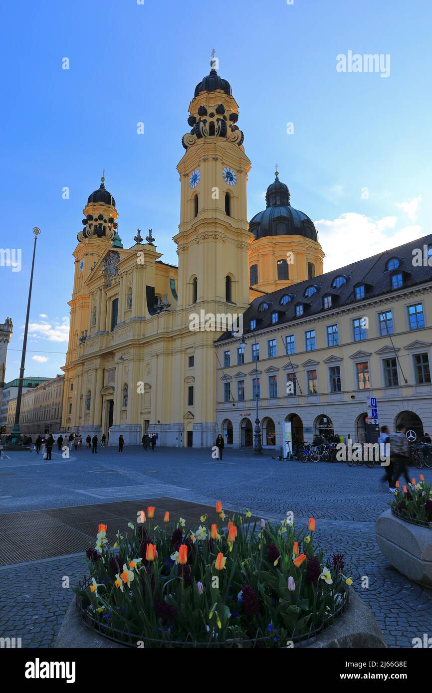 Odeonsplatz, Theatinerkirche, München, Oberbayern, Bayern, Deutschland Stockfoto