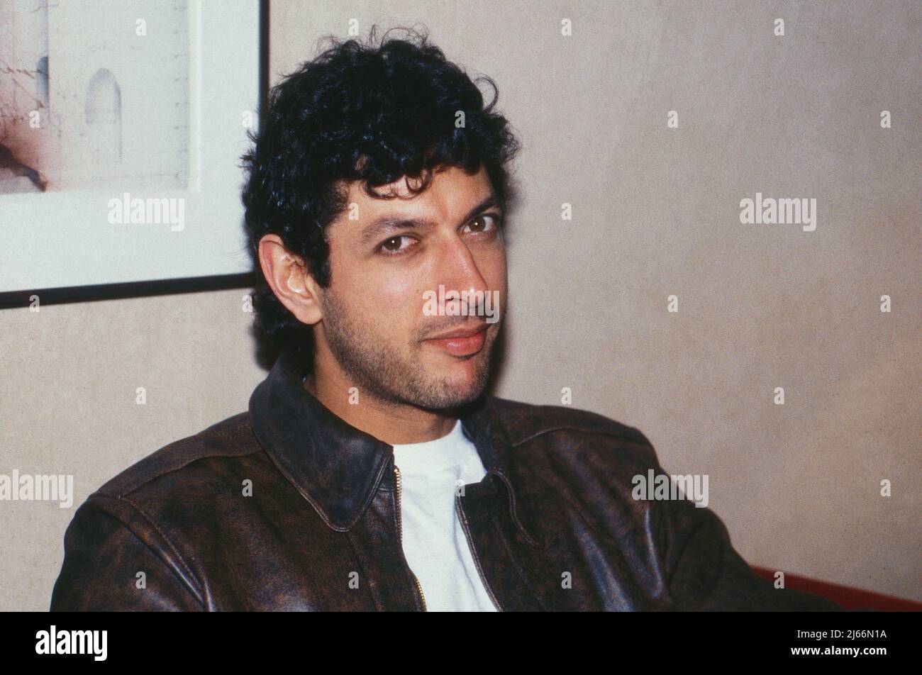 Jeff Goldblum, amerikanischer Schauspieler, beim Launch vom Spielfilm 'Kopf in die Nacht', Deutschland um 1985. Stockfoto