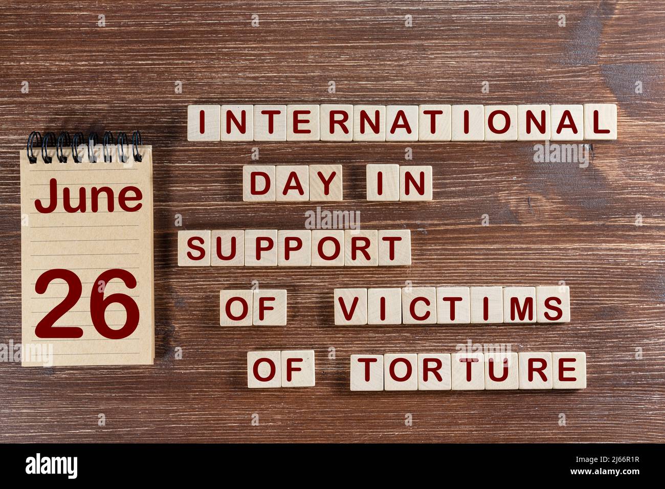 Die Feier des Internationalen Tages zur Unterstützung von Folteropfern am 26. Juni Stockfoto