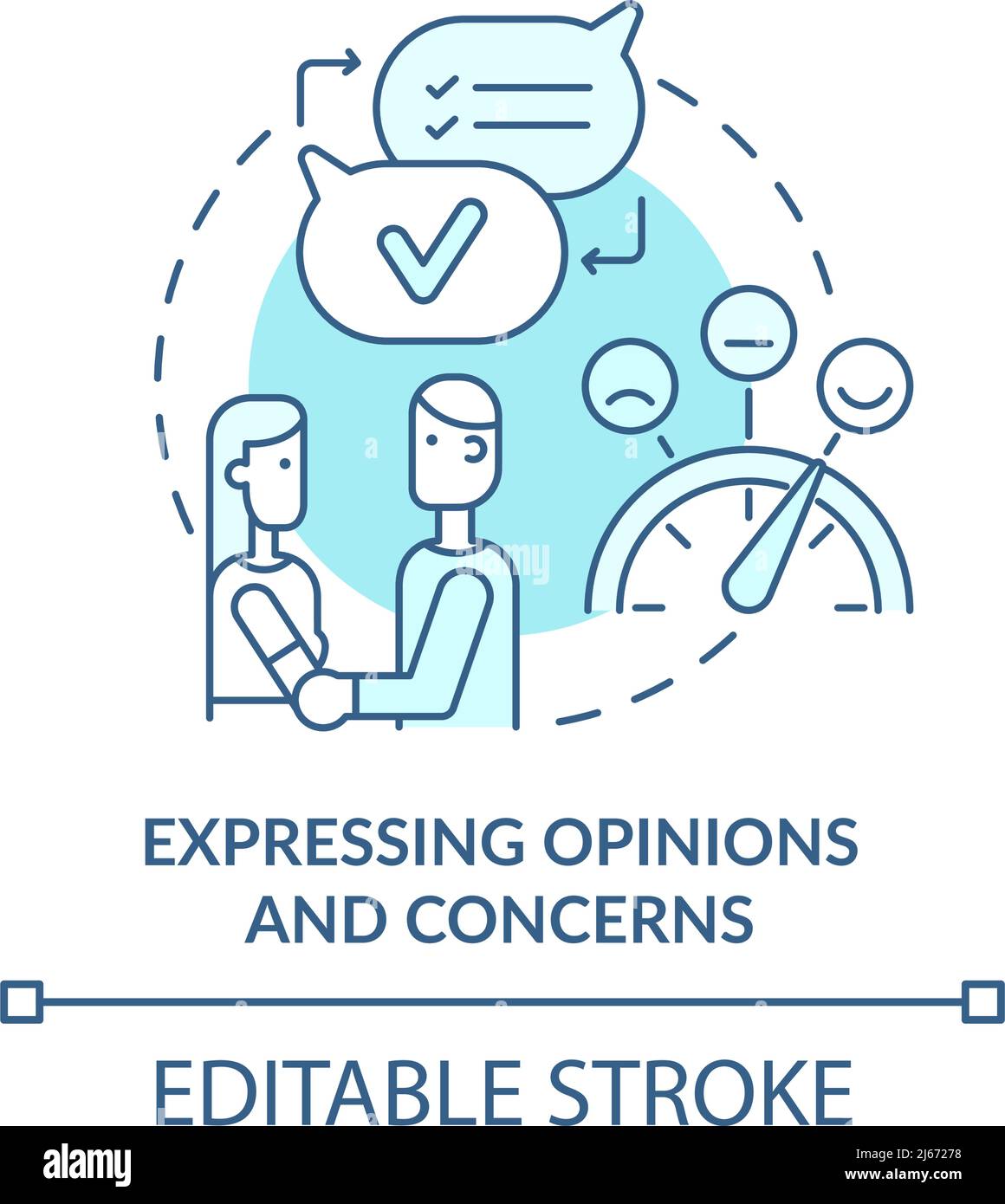 Zum Ausdruck bringen Meinungen und Bedenken türkisfarbenes Konzept Symbol Stock Vektor