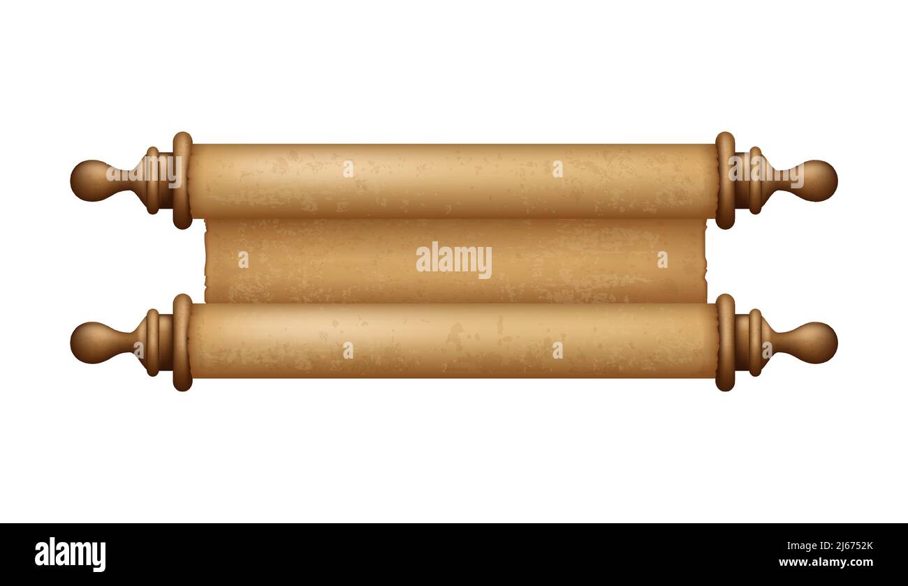 Altes Papier, Pergamentrolle, realistische Vektordarstellung aus der Nähe Stock Vektor