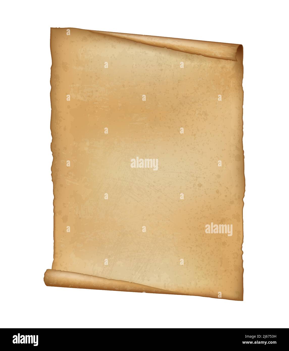 Altes Papier, Pergamentrolle, realistische Vektordarstellung aus der Nähe Stock Vektor