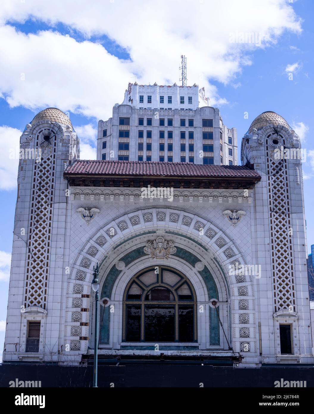 Fassade des stillgelegten National Theatre, Detroit, Michigan, USA Stockfoto