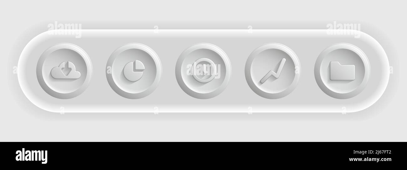 Symbol Für „Total White“ Eingestellt. Runde Schaltflächen für die UI-Anzeige. Vektorgrafik Stock Vektor