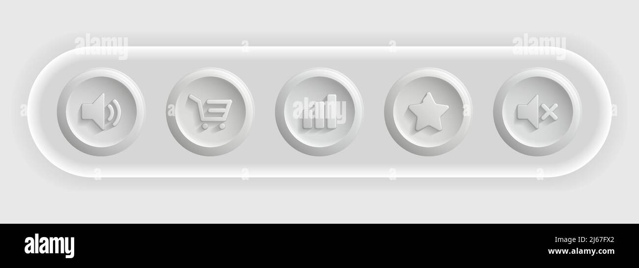 Gesamtanzahl Der Weißen Symbole. Einkaufswagen, Favoriten, Ton ein und aus, Graph App Vektorgrafik Stock Vektor