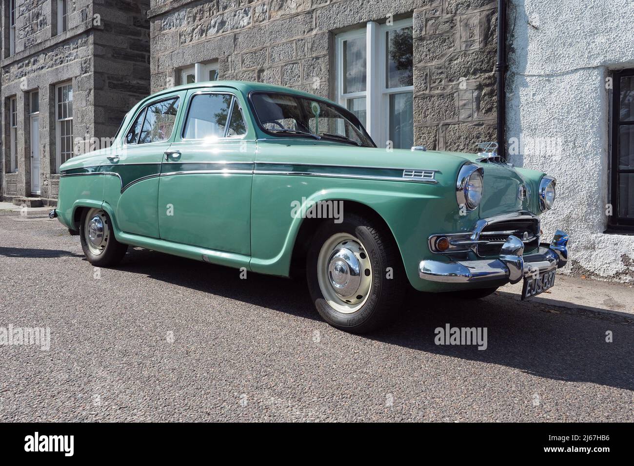 Austin A95 Westminster Limousine, mit einem 2,6lt-Motor in zweifarbiger grüner Farbe, Baujahr 1958. Stockfoto
