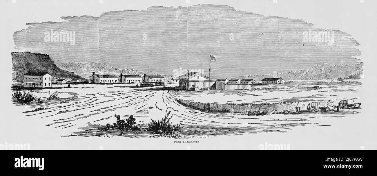 Fort Lancaster, Texas, im amerikanischen Bürgerkrieg. 19.-Jahrhundert-Illustration Stockfoto