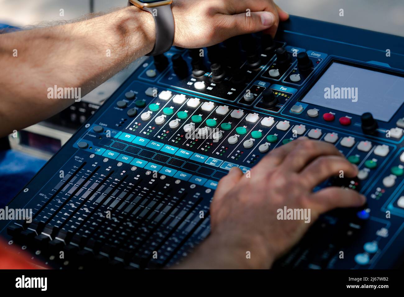 Sound-Mixer, Sound-Control-Systeme Gerät Stockfoto