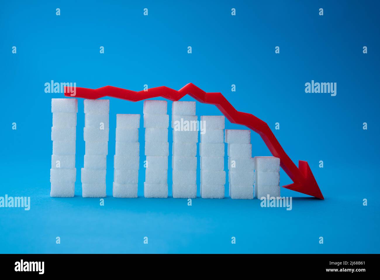 Reduzieren Sie Den Blutzucker. Niedriger Blutzuckerspiegel Sinkt Stockfoto