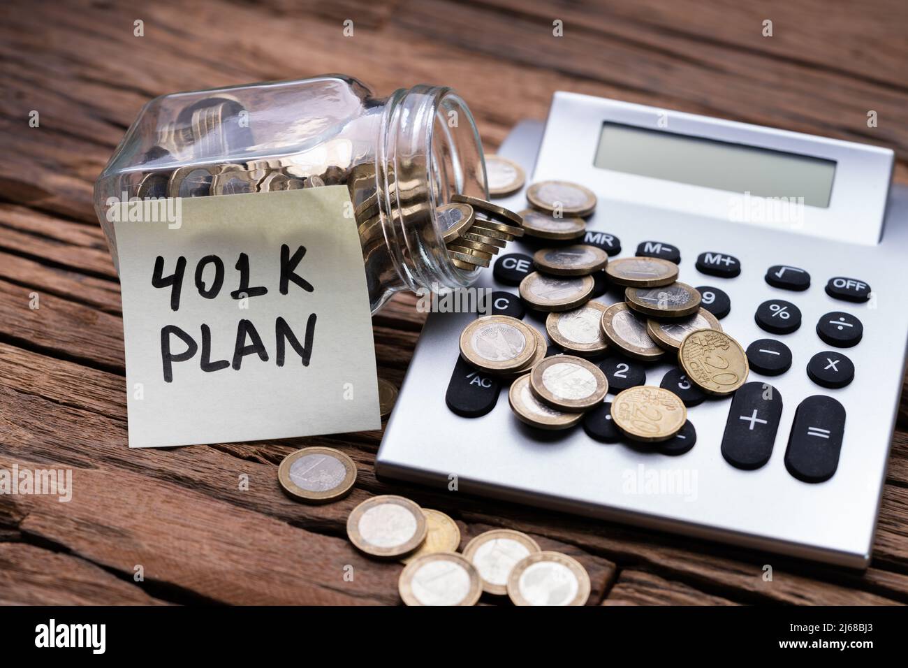 401k Plan und Geldbudget. Steuerbuchhaltung Stockfoto