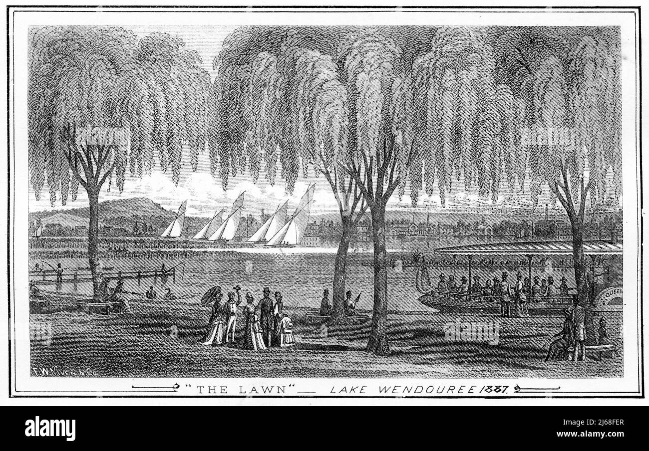 Gravur von Lake Wendouree bei Ballarat, Victoria, Australien, 1854 Stockfoto