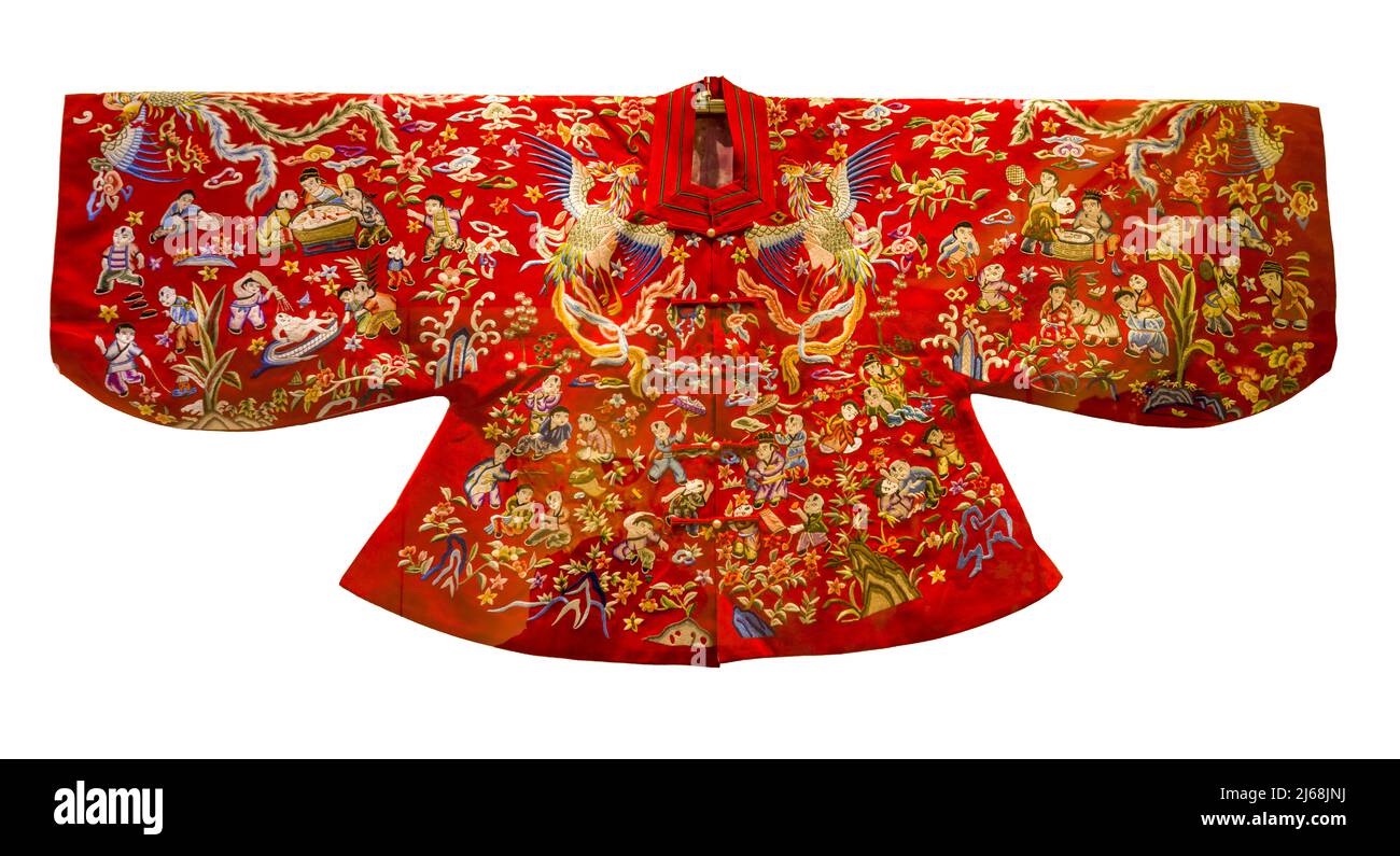 Alte Kleidung Stickerei Handwerk - phoenix auspicious Anzug der alten Philosophen Stockfoto