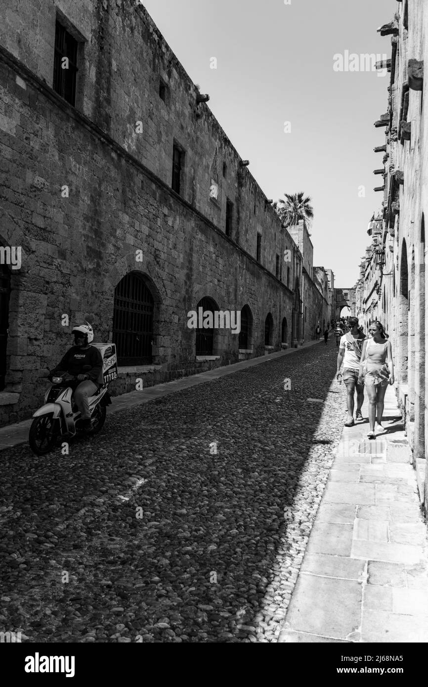 Straße der Ritter in Rhodos Griechenland.Eine Touristenattraktion. Stockfoto