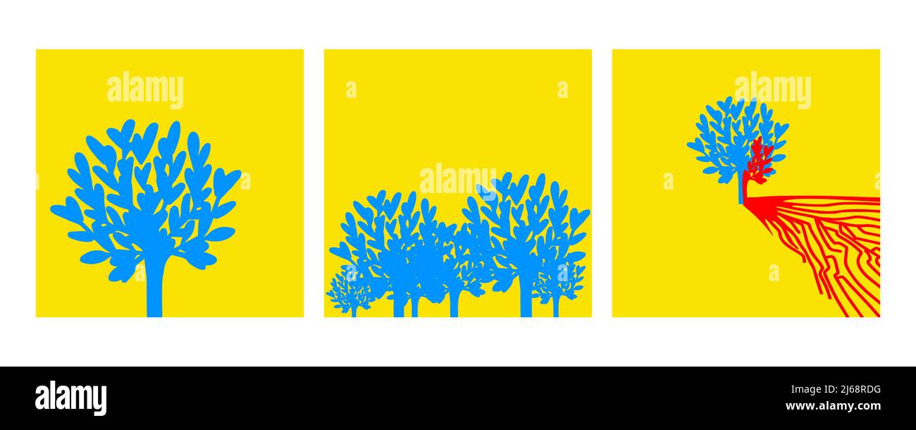 Illustrationskonzept festlegen Save Ukraine in gelbblauer Farbe Stock Vektor