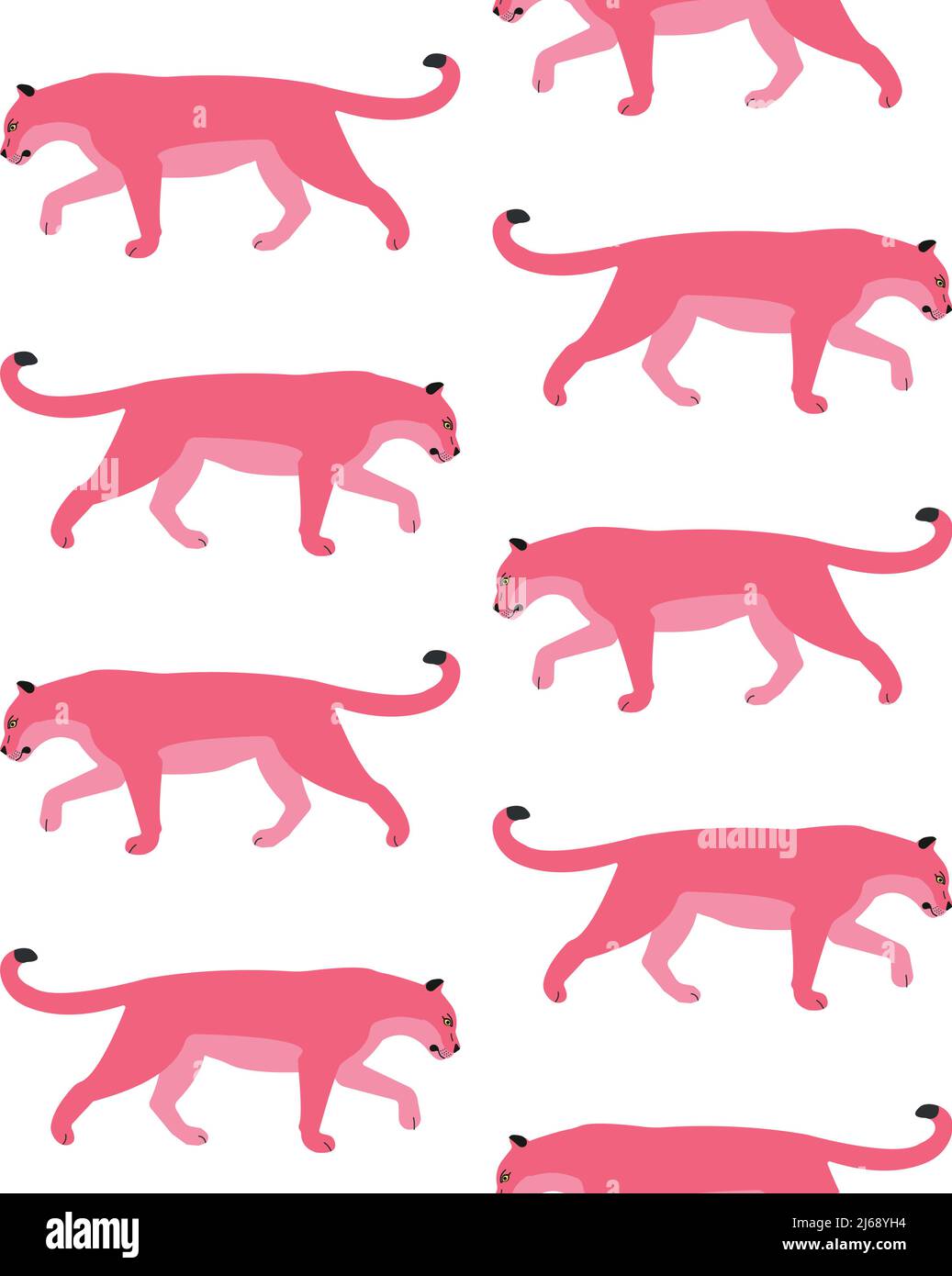 Vektor nahtloses Muster von flachen rosa Panther isoliert auf weißem Hintergrund Stock Vektor