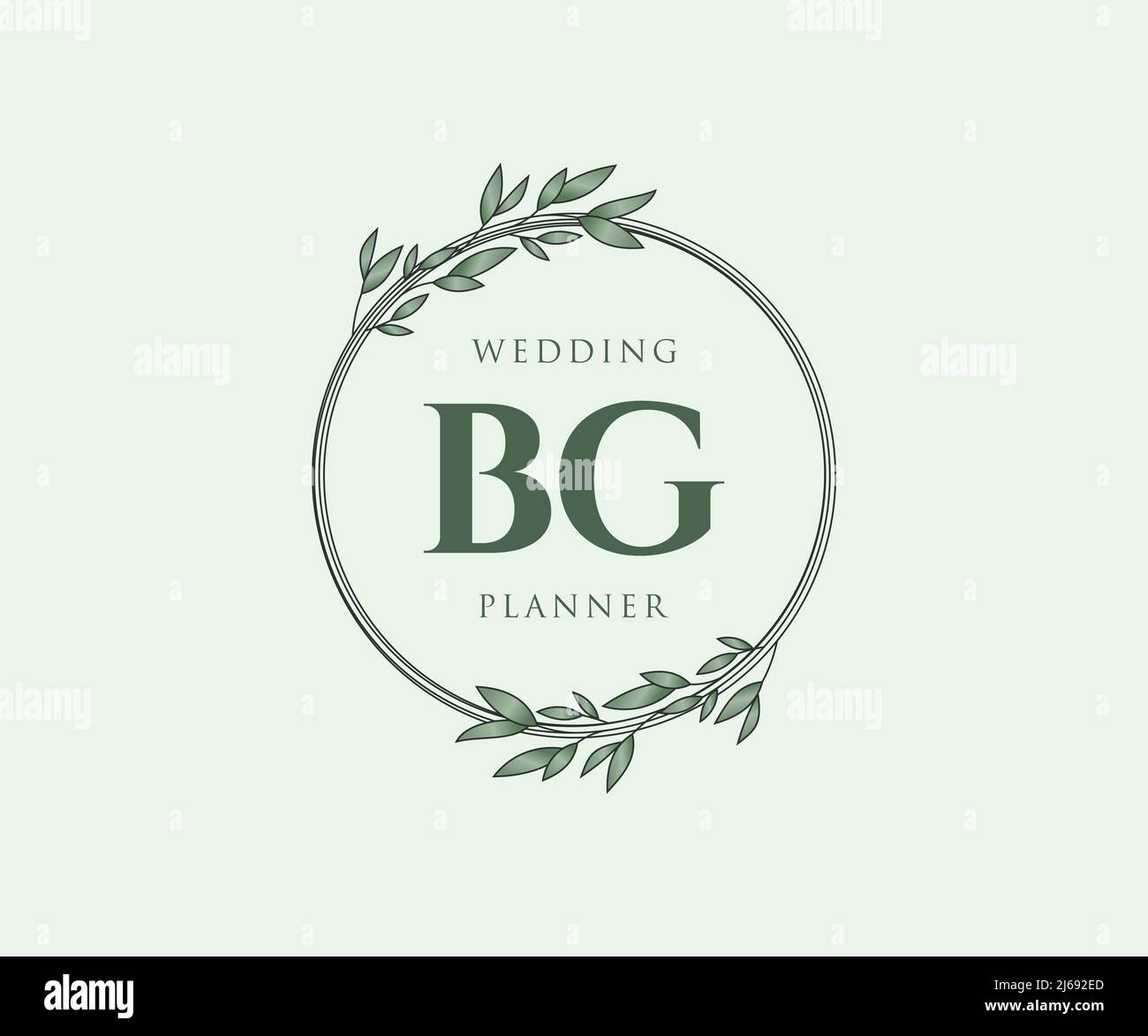 BG Initialen Brief Hochzeit Monogramm Logos Kollektion, handgezeichnete moderne minimalistische und florale Vorlagen für Einladungskarten, Save the Date, elegant Stock Vektor