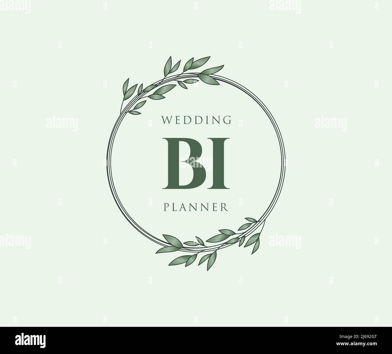 BI Initials Letter Hochzeit Monogram Logos Kollektion, handgezeichnete moderne minimalistische und florale Vorlagen für Einladungskarten, Save the Date, elegant Stock Vektor