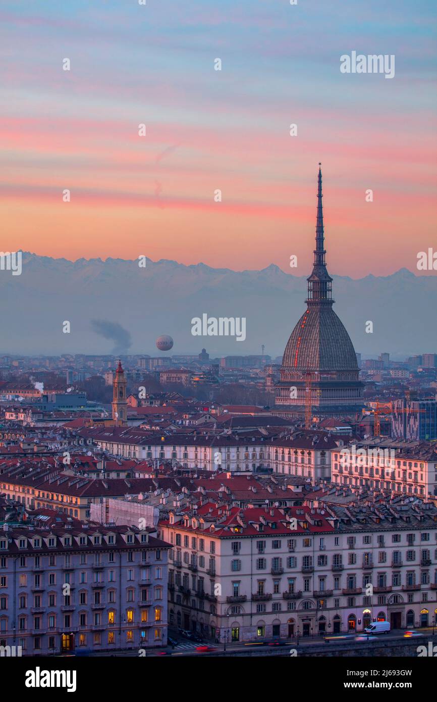 Blick vom Monte dei Cappuccini, Turin, Piemont, Italien Stockfoto