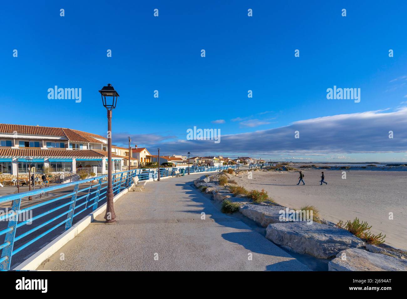 Amphora Beach (des Amphores), Saintes-Maries-de-la Mer, Camargue, Bouches du Rhone, Provence-Alpes-Cote d'Azur, Frankreich, Mittelmeer, Europa Stockfoto