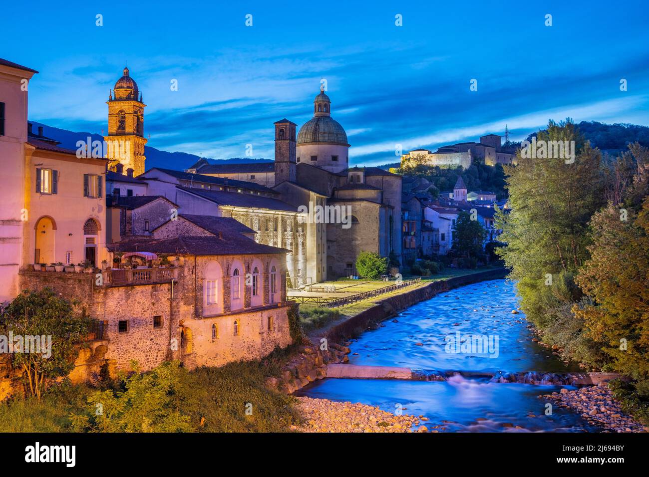 Blick aus dem Südosten, Pontremoli, Massa-Carrara, Toskana, Italien, Europa Stockfoto