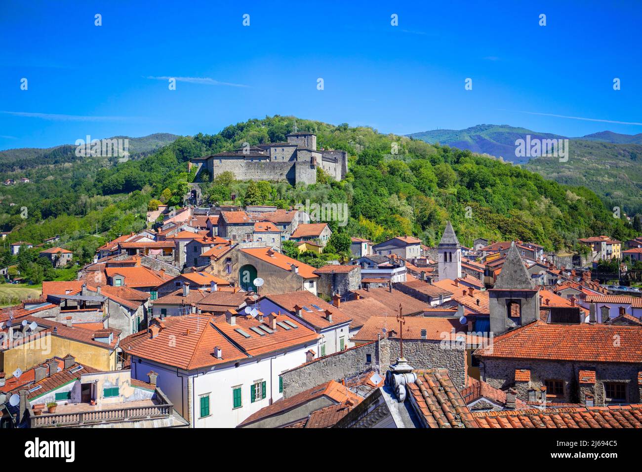 Blick vom Campanone, Pontremoli, Massa-Carrara, Toskana, Italien, Europa Stockfoto