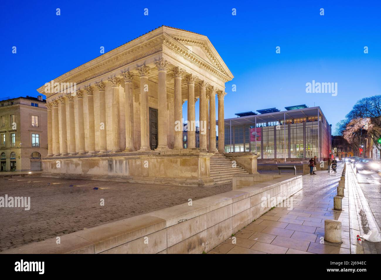 Die Maison Carree, Nimes, Gard, Okzitanien, Frankreich, Europa Stockfoto