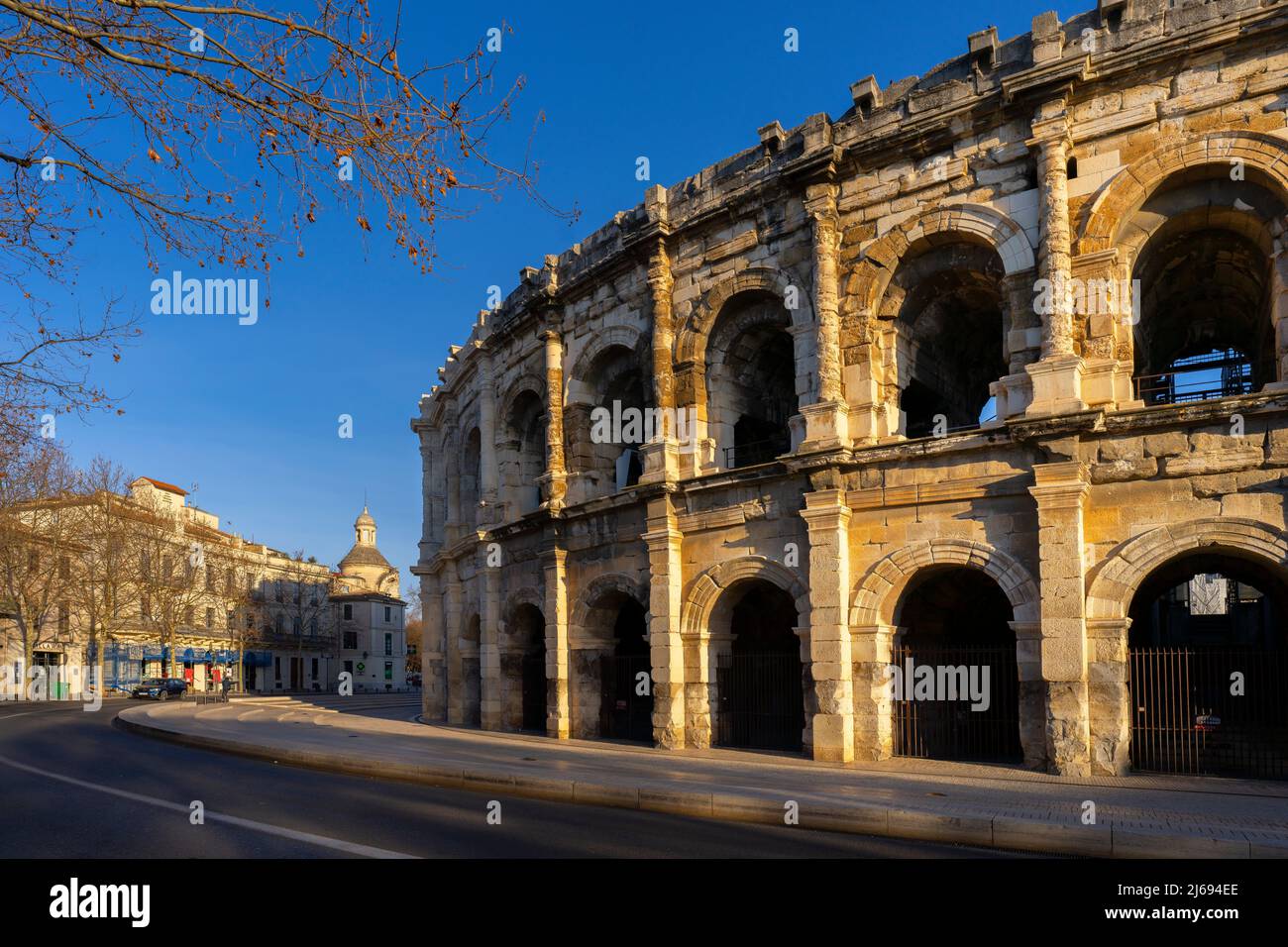 Die Arena von Nimes, römisches Amphitheater, Nimes, Gard, Frankreich, Europa Stockfoto