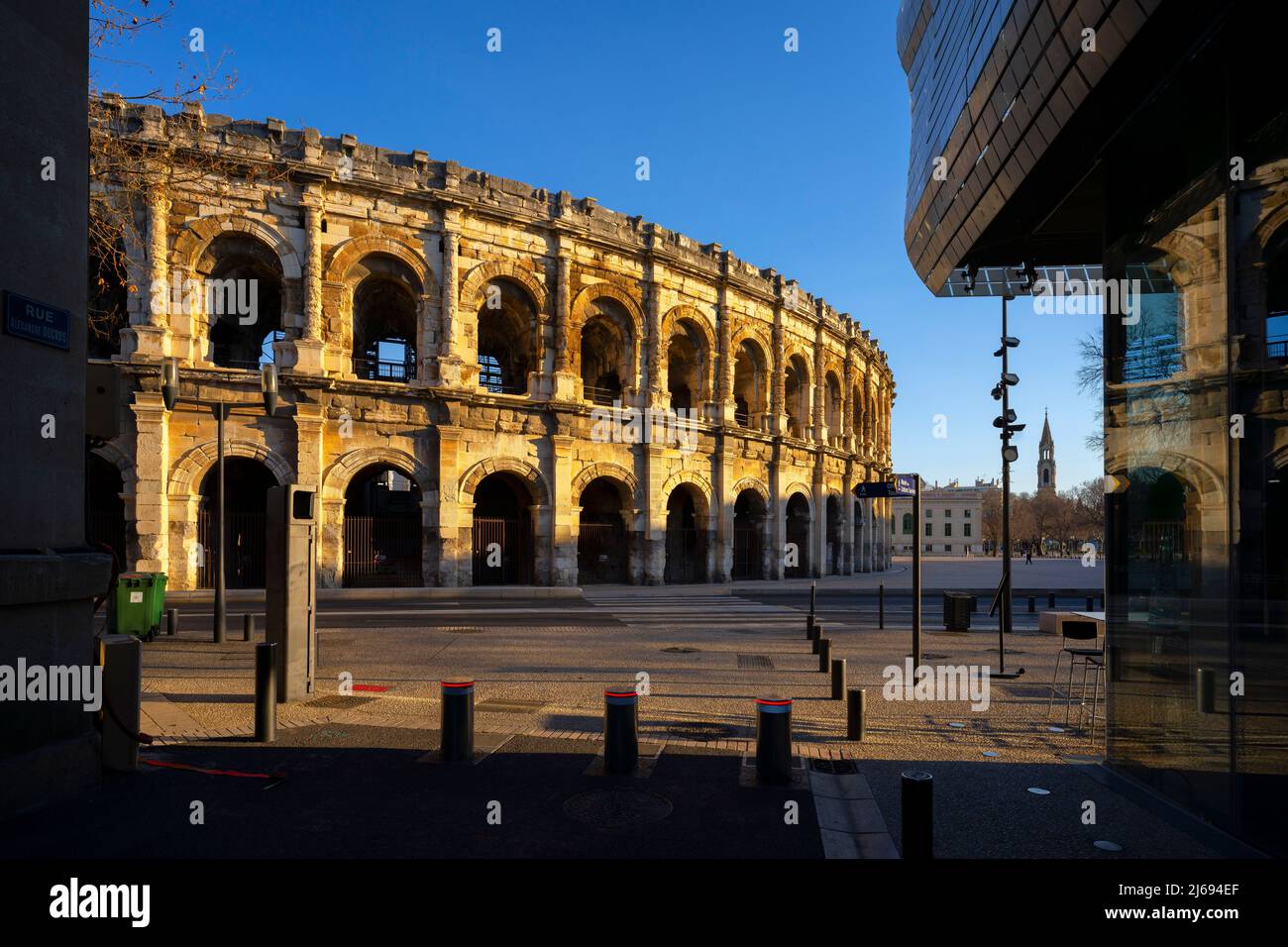 Die Arena von Nimes, römisches Amphitheater, Nimes, Gard, Frankreich, Europa Stockfoto