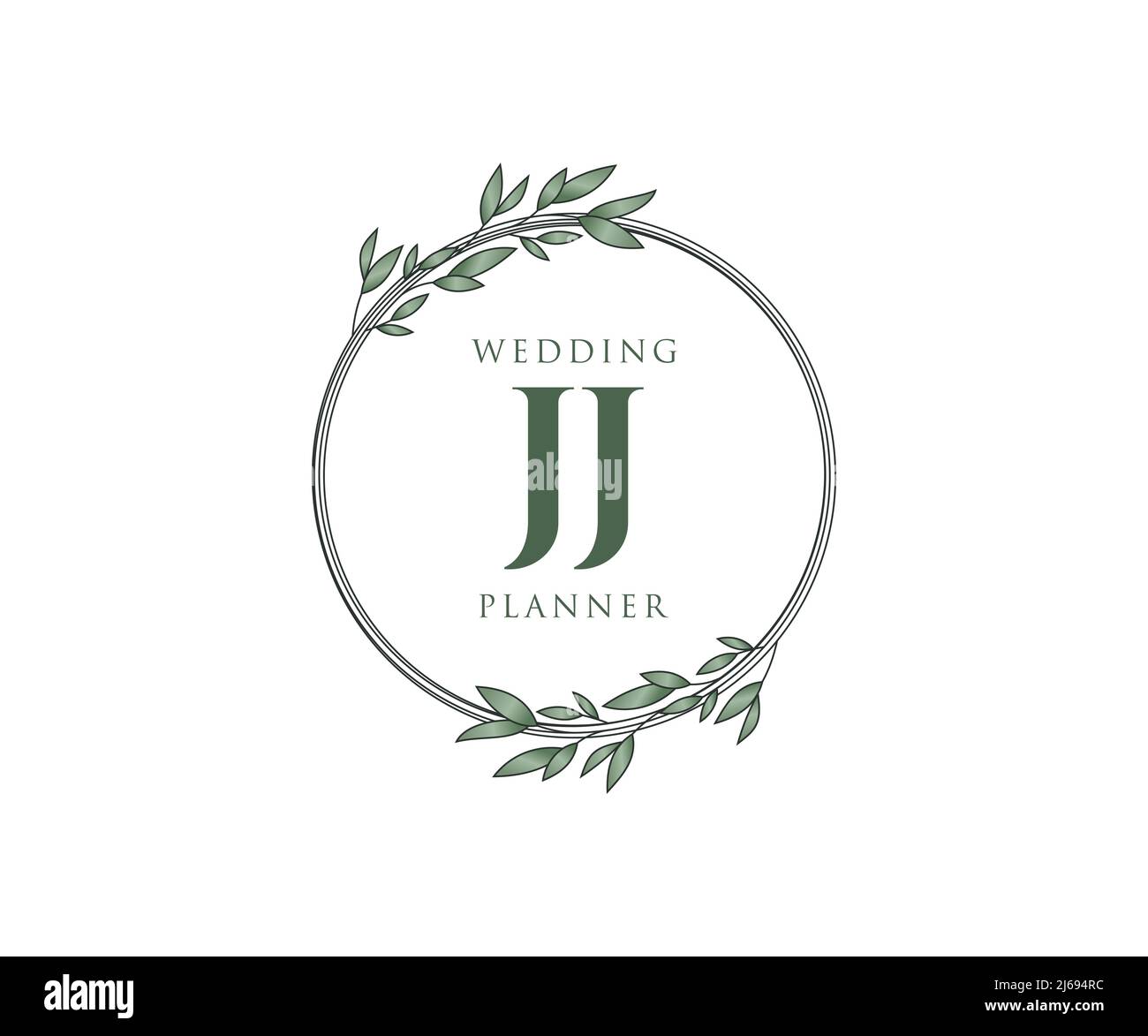 JJ Initials Letter Hochzeitslogos-Kollektion, handgezeichnete, moderne, minimalistische und florale Vorlagen für Einladungskarten, Save the Date, elegant Stock Vektor