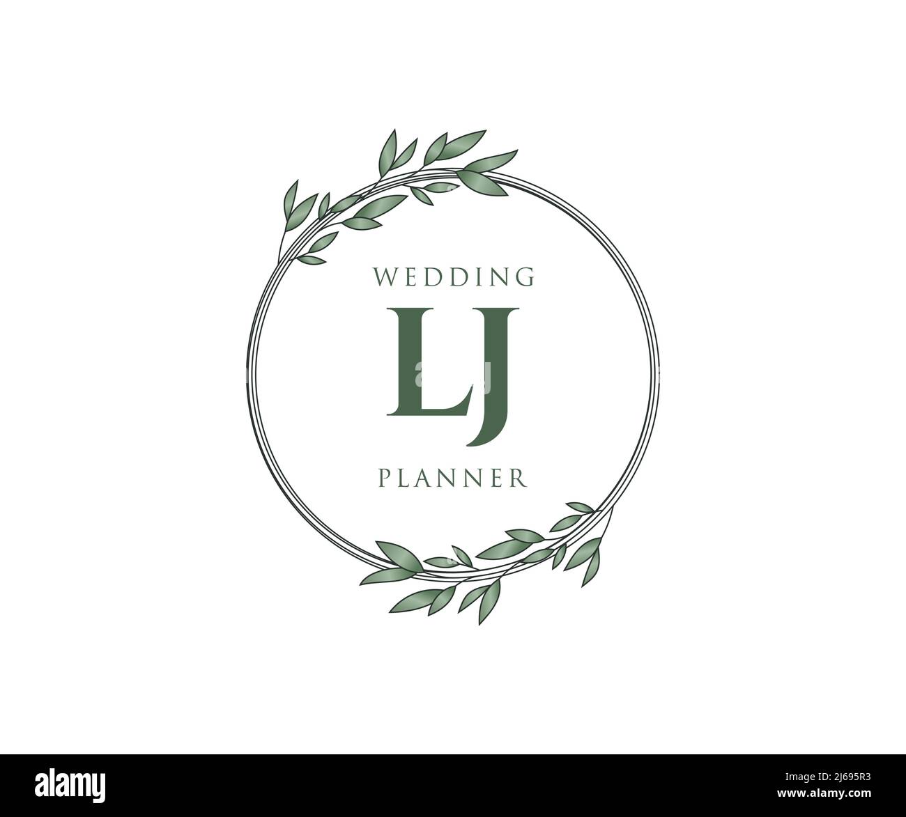 LJ Initials Letter Hochzeit Monogram Logos Kollektion, handgezeichnete moderne minimalistische und florale Vorlagen für Einladungskarten, Save the Date, elegant Stock Vektor