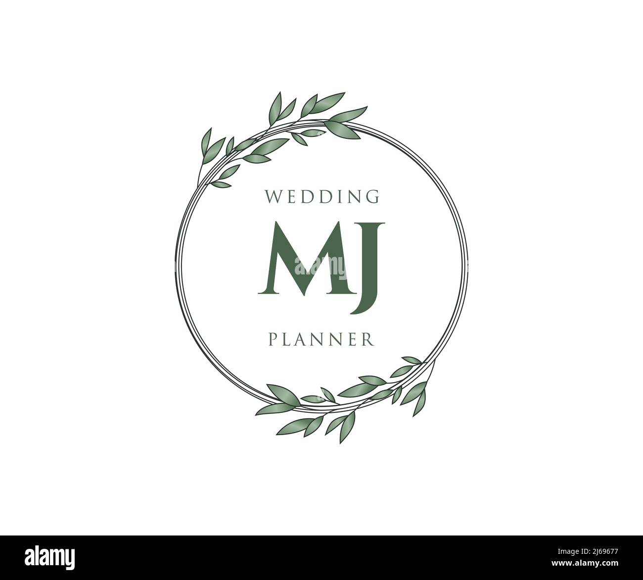 MJ Initials Letter Hochzeit Monogram Logos Kollektion, handgezeichnete moderne minimalistische und florale Vorlagen für Einladungskarten, Save the Date, elegant Stock Vektor
