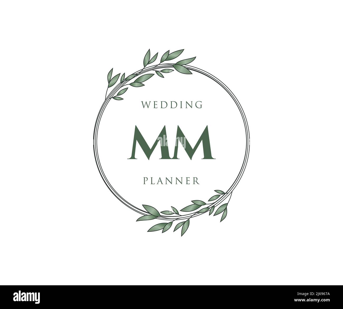 MM Initialen Brief Hochzeit Monogram Logos Kollektion, handgezeichnete moderne minimalistische und florale Vorlagen für Einladungskarten, Save the Date, elegant Stock Vektor