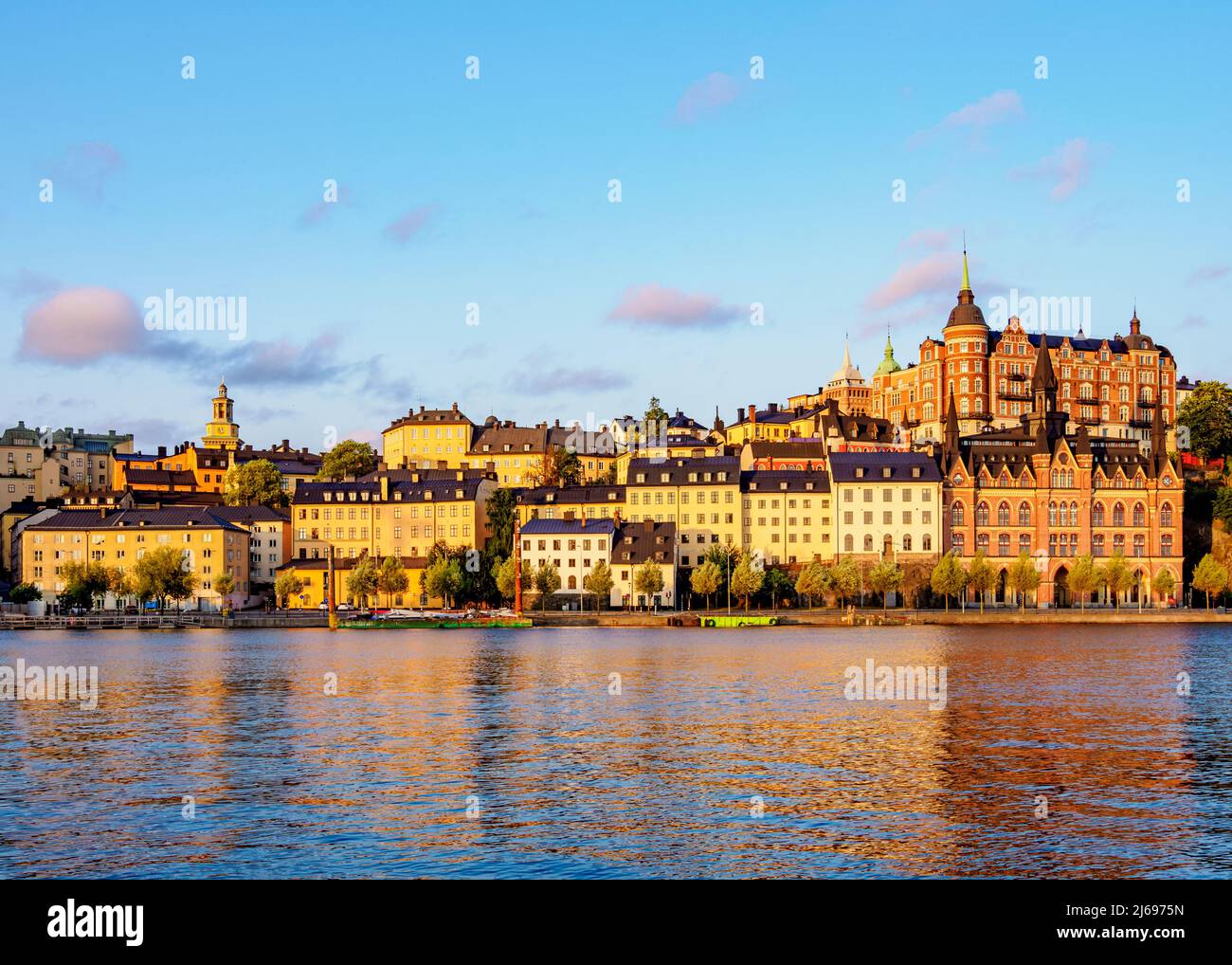 Sodermalm bei Sonnenaufgang, Stockholm, Stockholm County, Schweden, Skandinavien Stockfoto