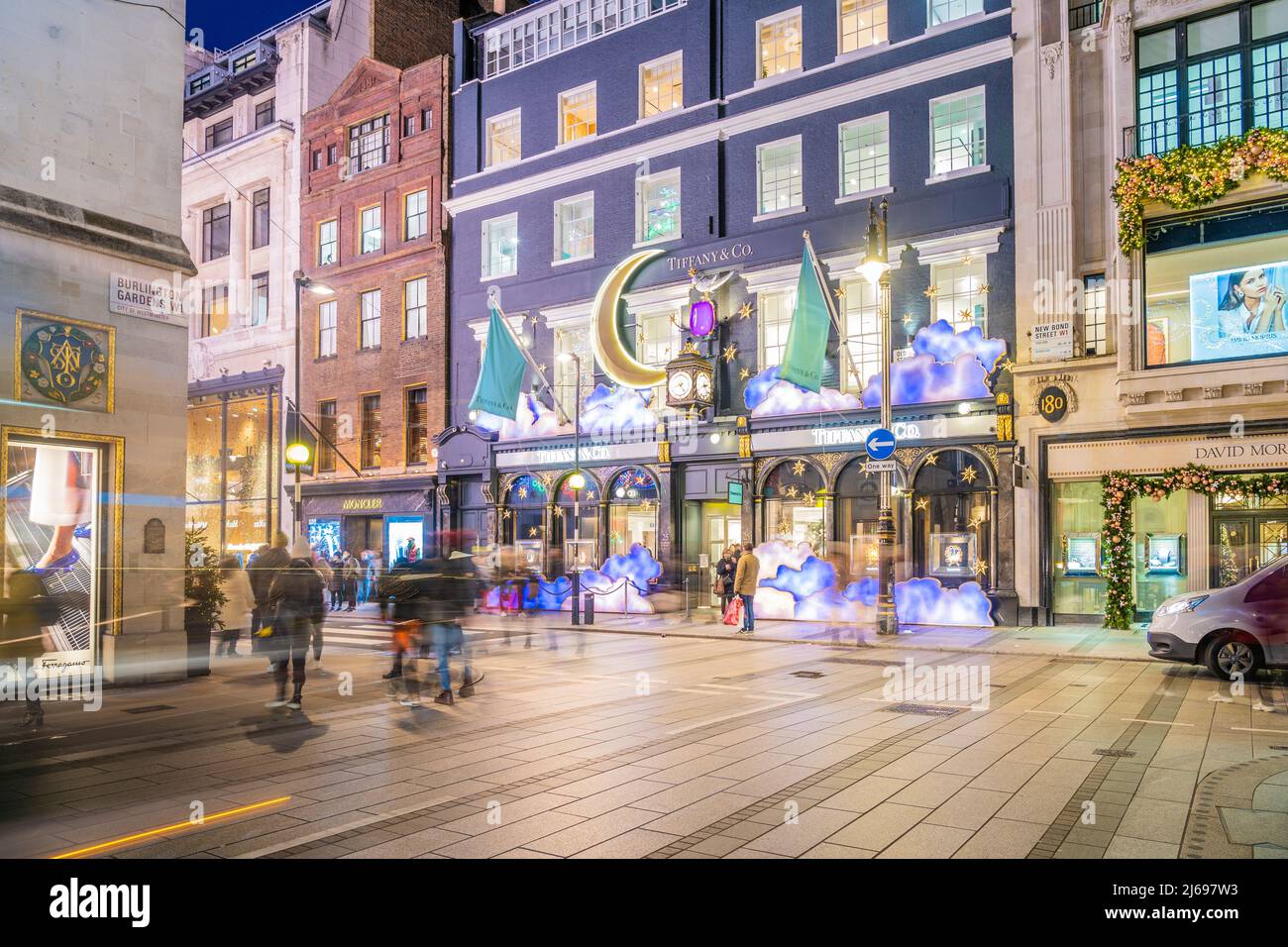 Weihnachtsbeleuchtung in Mayfair, London, England, Vereinigtes Königreich Stockfoto