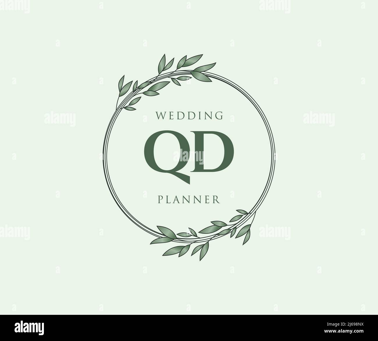 QD Initials Letter Hochzeit Monogram Logos Kollektion, handgezeichnete moderne minimalistische und florale Vorlagen für Einladungskarten, Save the Date, elegant Stock Vektor