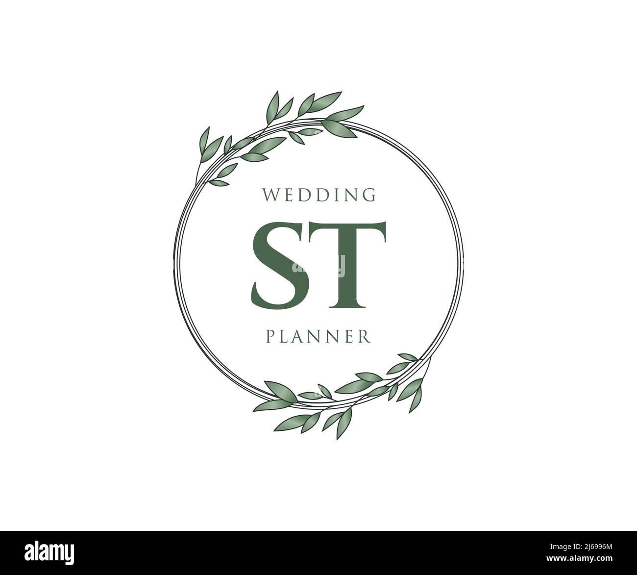 ST Initials Letter Hochzeit Monogram Logos Kollektion, handgezeichnete moderne minimalistische und florale Vorlagen für Einladungskarten, Save the Date, elegant Stock Vektor