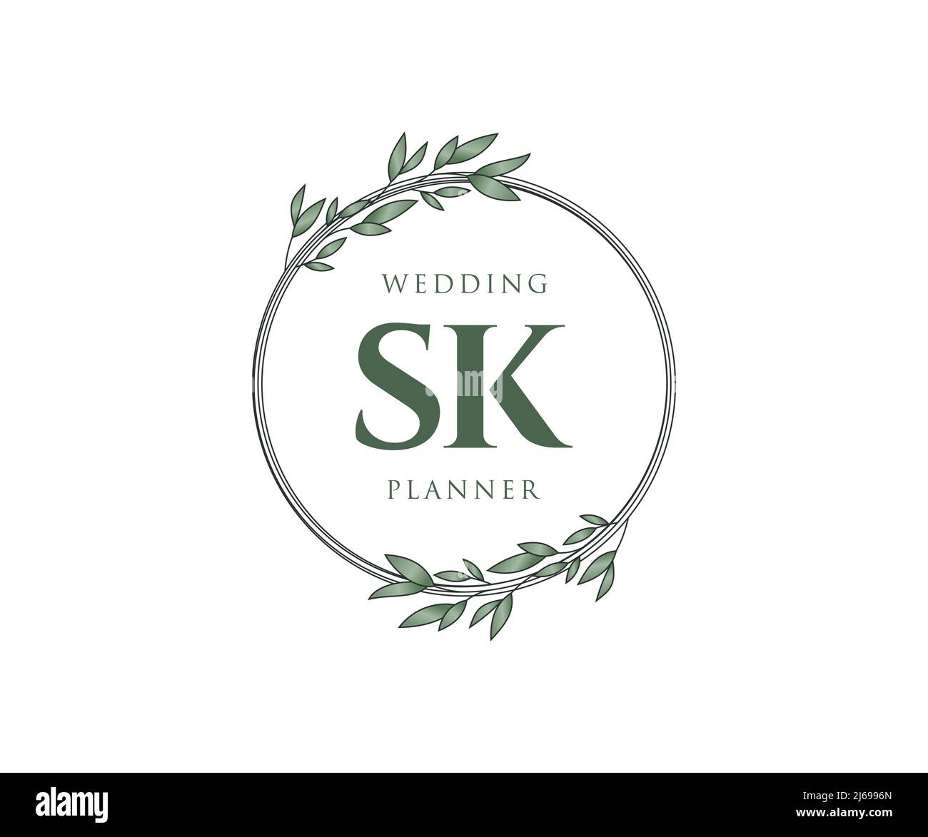 SK Initials Letter Hochzeit Monogram Logos Kollektion, handgezeichnete moderne minimalistische und florale Vorlagen für Einladungskarten, Save the Date, elegant Stock Vektor