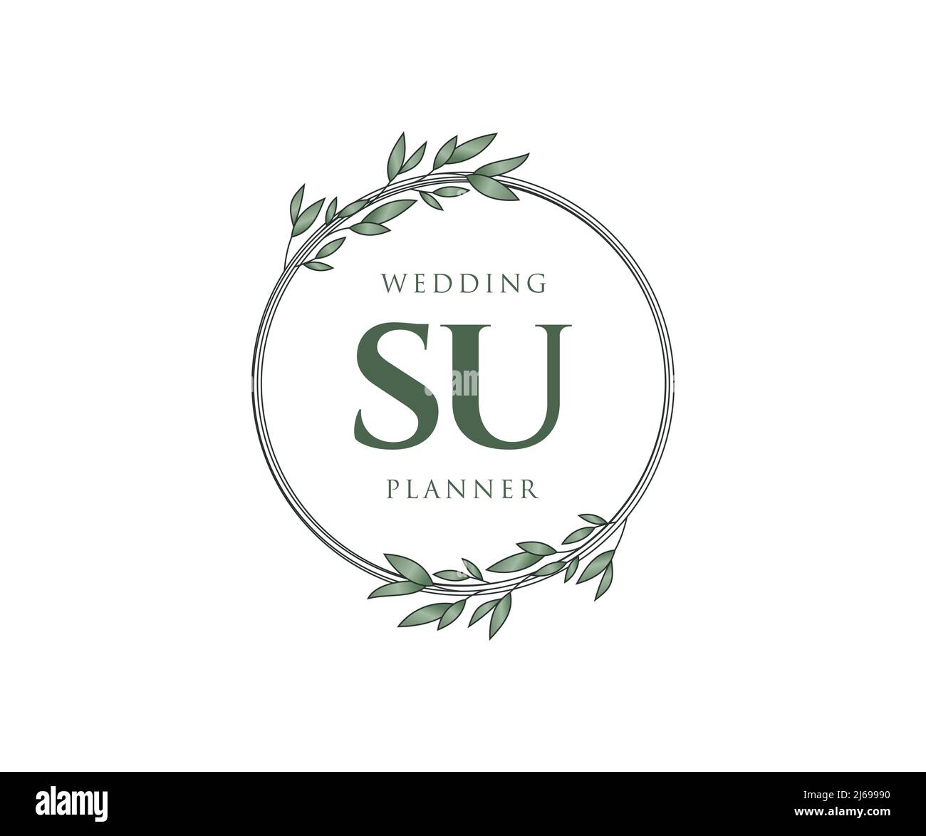 SU Initials Letter Hochzeit Monogram Logos Kollektion, handgezeichnete moderne minimalistische und florale Vorlagen für Einladungskarten, Save the Date, elegant Stock Vektor