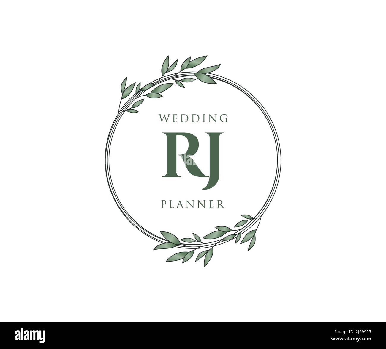 RJ Initials Letter Hochzeit Monogram Logos Kollektion, handgezeichnete moderne minimalistische und florale Vorlagen für Einladungskarten, Save the Date, elegant Stock Vektor